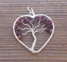Load image into Gallery viewer, Heart Style GARNET Tree Of Life Wire Wrapped Pendant Stone Natural Gemstone