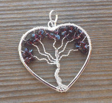 Load image into Gallery viewer, Heart Style GARNET Tree Of Life Wire Wrapped Pendant Stone Natural Gemstone