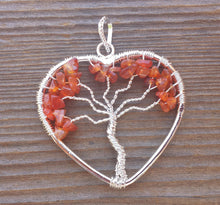 Load image into Gallery viewer, Heart Style CARNELIAN Tree Of Life Wire Wrapped Pendant Stone Natural Gemstone
