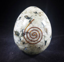 Load image into Gallery viewer, Large (70-75mm) RAINBOW MOONSTONE Orgone Gemstone Egg