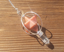 Load image into Gallery viewer, Natural CARNELIAN Gemstone 3 Stone Merkaba Spinning Star Faceted Pendulum