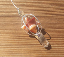 Load image into Gallery viewer, Natural CARNELIAN Gemstone 3 Stone Merkaba Spinning Star Faceted Pendulum