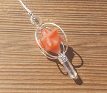 Load image into Gallery viewer, Natural CARNELIAN Gemstone 3 Stone Merkaba Spinning Star Faceted Pendulum