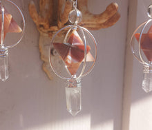 Load image into Gallery viewer, Natural CARNELIAN Gemstone 3 Stone Merkaba Spinning Star Faceted Pendulum