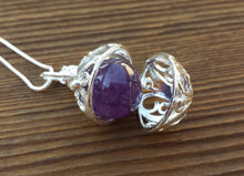 Load image into Gallery viewer, ROUND FILIGREE CAGE Pendant With Amethyst Sphere Crystal Pendant