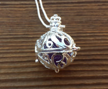 Load image into Gallery viewer, ROUND FILIGREE CAGE Pendant With Amethyst Sphere Crystal Pendant