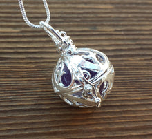 Load image into Gallery viewer, ROUND FILIGREE CAGE Pendant With Amethyst Sphere Crystal Pendant