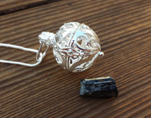 Load image into Gallery viewer, ROUND FILIGREE CAGE Pendant With Black Tourmaline Crystal Pendant