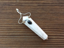 Load image into Gallery viewer, Natural SCOLECITE And BLACK TOURMALINE Crystal D - Point Pendant Gemstone