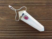 Load image into Gallery viewer, Natural SELENITE And GARNET Crystal D - Point Pendant Gemstone