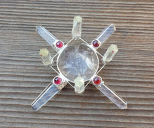 Load image into Gallery viewer, CLEAR QUARTZ  Antenna Environment Energy Generator With Garnet Accents