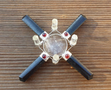 Load image into Gallery viewer, BLACK TOURMALINE And CLEAR Quartz Antenna Environment Energy Generator With Garnet Accents