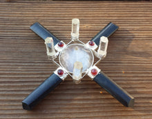 Load image into Gallery viewer, BLACK TOURMALINE And CLEAR Quartz Antenna Environment Energy Generator With Garnet Accents