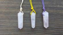 Load image into Gallery viewer, ROSE QUARTZ Crystal Point Pendant With Adjustable Cord Stone Natural Gemstone