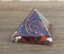 Load image into Gallery viewer, Small (25-30mm) RED TIGER Eye COIL Orgone Gemstone Pyramid Small Pyramid Orgone