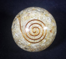 Load image into Gallery viewer, MEDIUM (40-50mm) CITRINE stone Orgone Gemstone Sphere Orgone Sphere