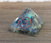 Load image into Gallery viewer, Small (25-30mm) CHRYSOCOLLA COIL Orgone Gemstone Pyramid Small Pyramid Orgone