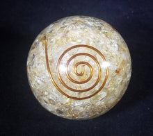 Load image into Gallery viewer, LARGE (60-70mm) CITRINE stone Orgone Gemstone Sphere Orgone Sphere