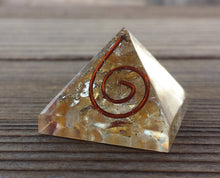 Load image into Gallery viewer, Small (25-30mm) CITRINE COIL Orgone Gemstone Pyramid Small Pyramid Orgone