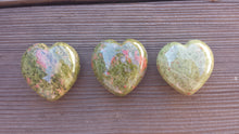 Load image into Gallery viewer, NATURAL UNAKITE Gemstone Puffy Heart 40-45mm