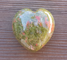 Load image into Gallery viewer, NATURAL UNAKITE Gemstone Puffy Heart 40-45mm