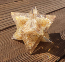 Load image into Gallery viewer, Extra Large (80-85MM) GOLDEN QUARTZ Orgone Gemstone Merkaba Star (One)