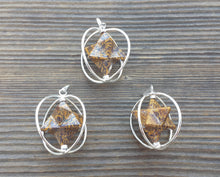 Load image into Gallery viewer, Natural CALLIGRAPHY STONE  Merkaba Pendant Gemstone Merkaba Spinning Star Pendant