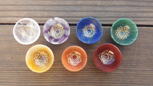 Load image into Gallery viewer, 7 CHAKRA GEMSTONE ENGRAVED Hand Carved Gemstone Bowl Set