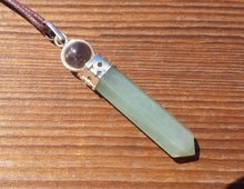 Load image into Gallery viewer, GREEN AVENTURINE 2 Stone Crystal Point Pendant With Quartz Sphere and Cord Stone Natural Gemstone