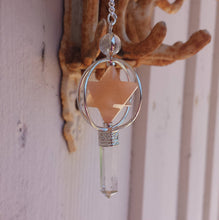 Load image into Gallery viewer, Natural PEACH AVENTURINE GEMSTONE 3 Stone Merkaba Spinning Star Faceted Pendulum