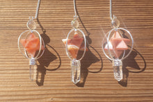 Load image into Gallery viewer, Natural CARNELIAN Gemstone 3 Stone Merkaba Spinning Star Faceted Pendulum