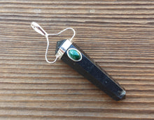 Load image into Gallery viewer, Natural BLACK TOURMALINE And MALACHITE Crystal D - Point Pendant Gemstone