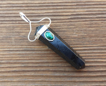 Load image into Gallery viewer, Natural BLACK TOURMALINE And MALACHITE Crystal D - Point Pendant Gemstone