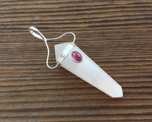 Load image into Gallery viewer, Natural SELENITE And GARNET Crystal D - Point Pendant Gemstone
