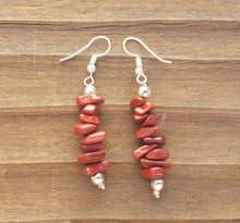 Load image into Gallery viewer, Natural RED JASPER Handmade Gemstone Chip EARRINGS
