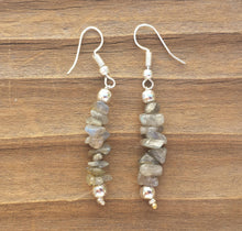 Load image into Gallery viewer, Natural LABRADORITE Handmade Gemstone Chip EARRINGS