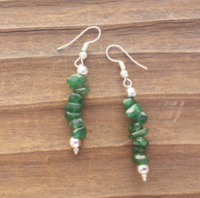 Load image into Gallery viewer, Natural GREEN JADE Handmade Gemstone Chip EARRINGS