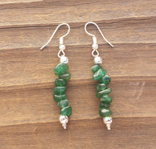 Load image into Gallery viewer, Natural GREEN JADE Handmade Gemstone Chip EARRINGS
