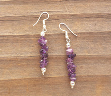 Load image into Gallery viewer, Natural AMETHYST Handmade Gemstone Chip EARRINGS