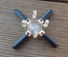 Load image into Gallery viewer, BLACK TOURMALINE And CLEAR Quartz Antenna Environment Energy Generator With Garnet Accents