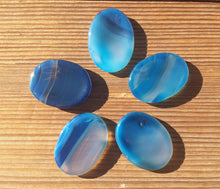 Load image into Gallery viewer, BLUE ONYX Worry Stone Natural Stone Hand Carved Gemstone Worry Stone
