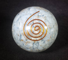 Load image into Gallery viewer, MEDIUM (40-50mm) ANGELITE stone Orgone Gemstone Sphere Orgone Sphere