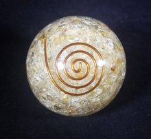 Load image into Gallery viewer, LARGE (60-70mm) CITRINE stone Orgone Gemstone Sphere Orgone Sphere