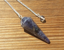 Load image into Gallery viewer, IOLITE Natural Stone Gemstone Faceted Pendulum