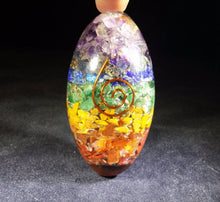 Load image into Gallery viewer, LARGE 7 CHAKRA Layered ORGONE Gemstone Lingam Lingham 3 to 3.5 Inch