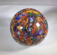 Load image into Gallery viewer, HUGE (60-70mm) 7 CHAKRA Mixed Orgone Gemstone Sphere Extra Large Sphere Orgone