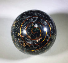 Load image into Gallery viewer, Large (60-70mm) BLACK TOURMALINE Orgone Gemstone Sphere Orgone Sphere