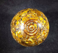 Load image into Gallery viewer, Medium (40-50mm) TIGER EYE Orgone Gemstone Sphere Orgone Sphere