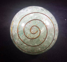 Load image into Gallery viewer, Large (60-70mm) GREEN FLUORITE Orgone Gemstone Sphere Orgone Sphere