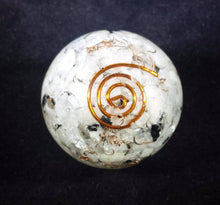 Load image into Gallery viewer, Medium (40-50mm) RAINBOW MOONSTONE Orgone Gemstone Sphere Orgone Sphere